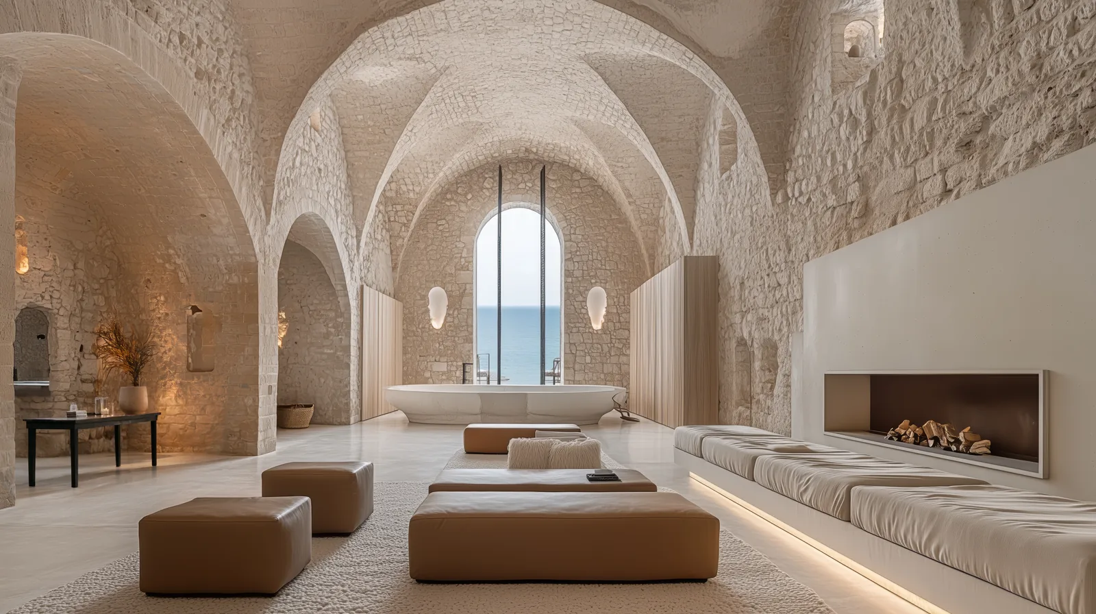 Interior de villa moderna con aire acondicionado