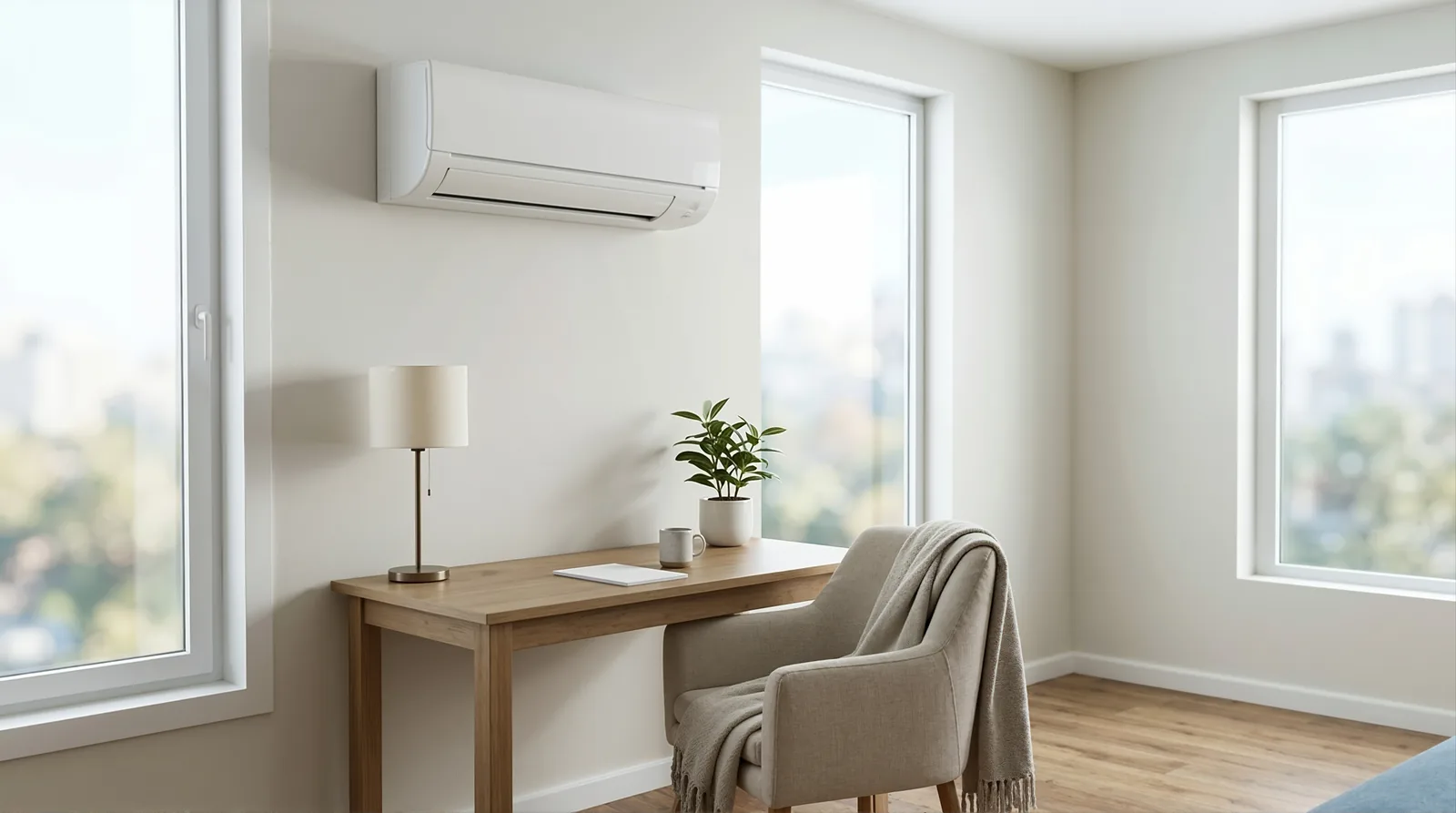 Wall-mounted split air conditioning unit in modern home, Oasis Energy Solutions Marbella
